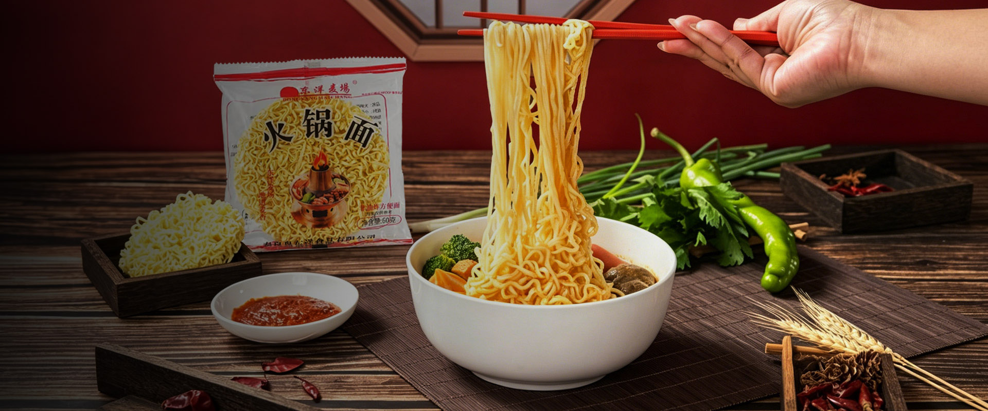 Fábrica de macarrão instantâneo na China